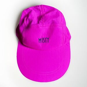 Vintage 90s Misty Cigarettes Hat Cap 5-Panel Long Bill Neon Pink 100% Nylon